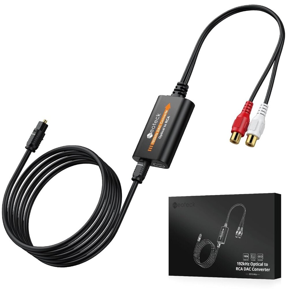 Optical to RCA Cable DAC Converter with Built-in Audio Amplifier Chipset 192kHz